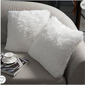 White Faux Fur Fleece Pillowcase- 2 Pak